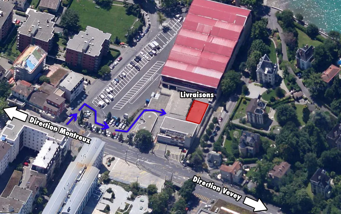 Plan d'accès à la zone de déchargement de la salle Omnisports